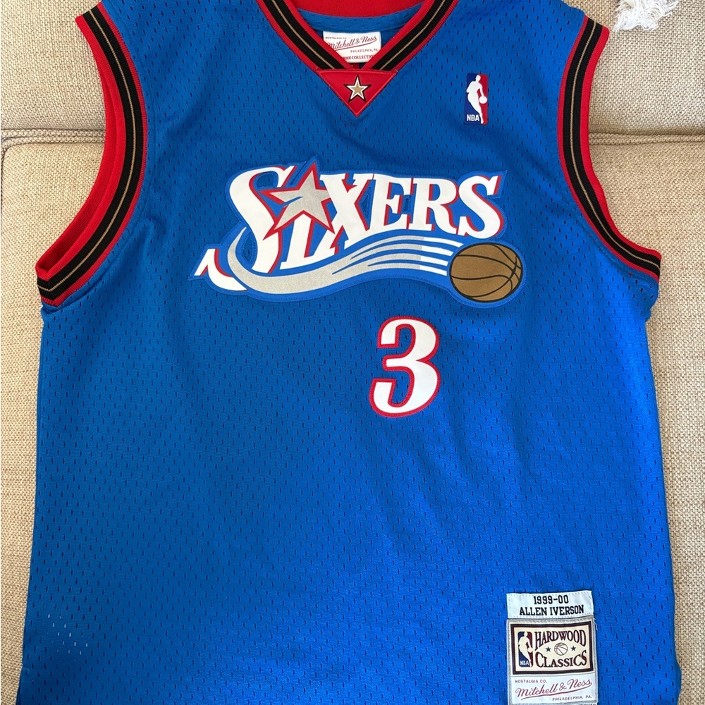 Mitchell & Ness Blue and Red Sixers Jersey